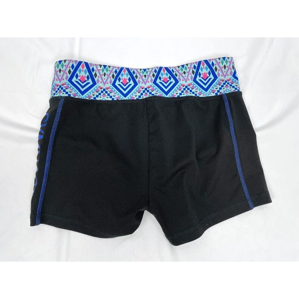 Justice Girl Size 14 Gymnastics Shorts‎ Black Blue Stretchy Athletic